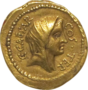 Gold aureus of Julius Caesar by Unknown, -46. Courtesy of the Metropolitan Museum.